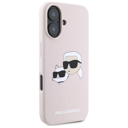 Karl Lagerfeld Silicone Case Heads Print MagSafe for iPhone 16 - Pink_3