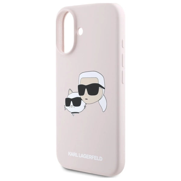 Karl Lagerfeld Silicone Case Heads Print MagSafe for iPhone 16 - Pink_5