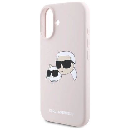 Karl Lagerfeld Silicone Case Heads Print MagSafe for iPhone 16 - Pink_5