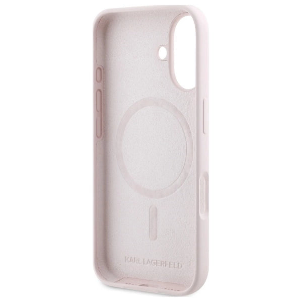 Karl Lagerfeld Silicone Case Heads Print MagSafe for iPhone 16 - Pink_6