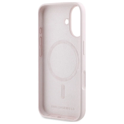 Karl Lagerfeld Silicone Case Heads Print MagSafe for iPhone 16 - Pink_6