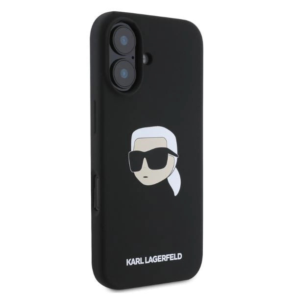 Karl Lagerfeld Silicone Karl Head Print MagSafe iPhone 16 Case - Black_1
