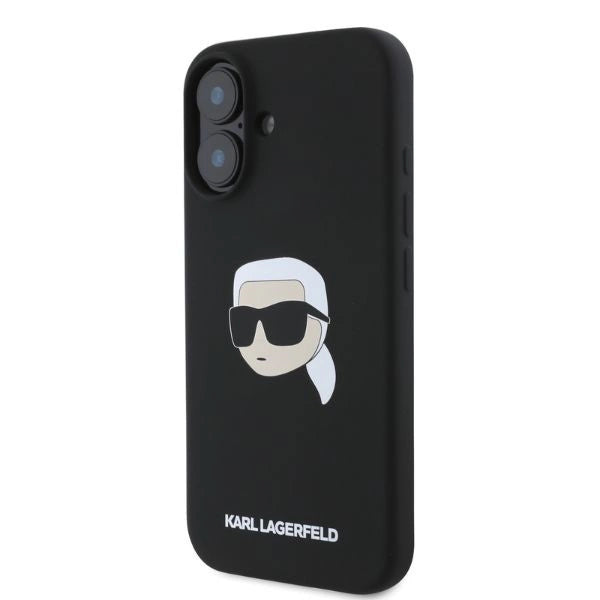 Karl Lagerfeld Silicone Karl Head Print MagSafe iPhone 16 Case - Black_2