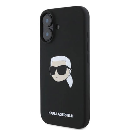 Karl Lagerfeld Silicone Karl Head Print MagSafe iPhone 16 Case - Black_2