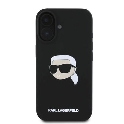 Karl Lagerfeld Silicone Karl Head Print MagSafe iPhone 16 Case - Black_3