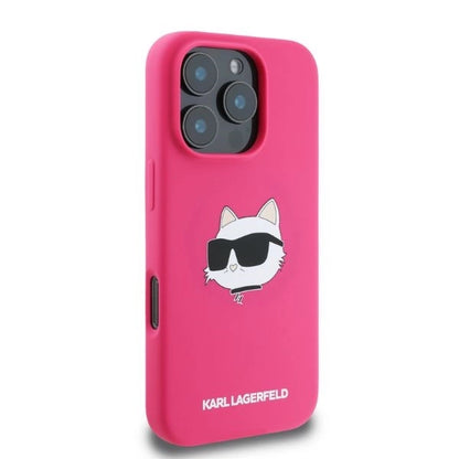 Karl Lagerfeld Silicone Choupette Head Print MagSafe iPhone 16 Pro Max Case - Fuchsia_1