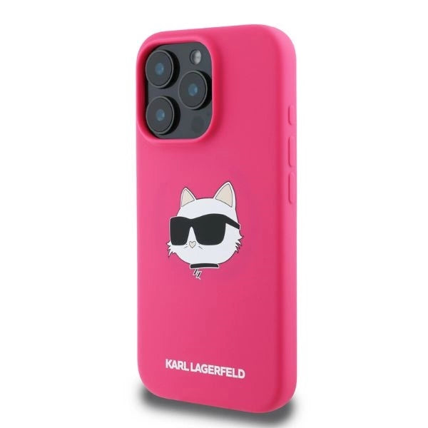 Karl Lagerfeld Silicone Choupette Head Print MagSafe iPhone 16 Pro Max Case - Fuchsia_2