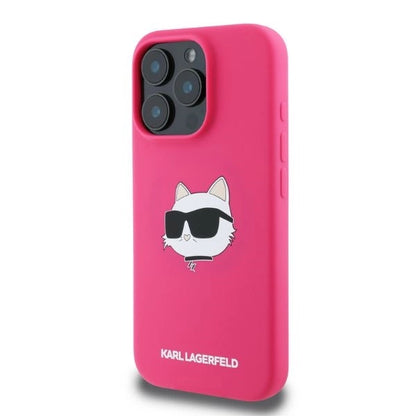 Karl Lagerfeld Silicone Choupette Head Print MagSafe iPhone 16 Pro Max Case - Fuchsia_2