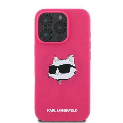 Karl Lagerfeld Silicone Choupette Head Print MagSafe iPhone 16 Pro Max Case - Fuchsia_3