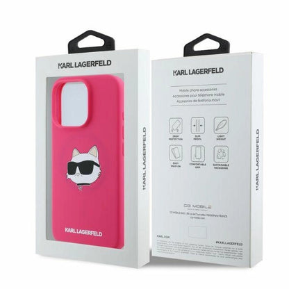 Karl Lagerfeld Silicone Choupette Head Print MagSafe iPhone 16 Pro Max Case - Fuchsia_4