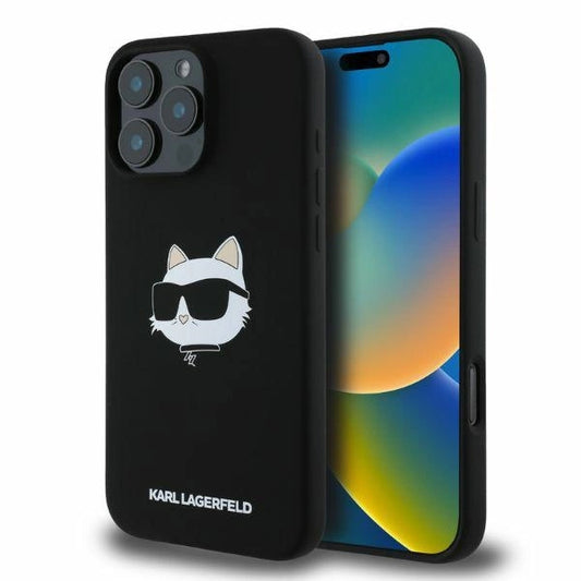 Etui Karl Lagerfeld Silicone Choupette Head Print MagSafe na iPhone 16 Pro Max - czarne_0