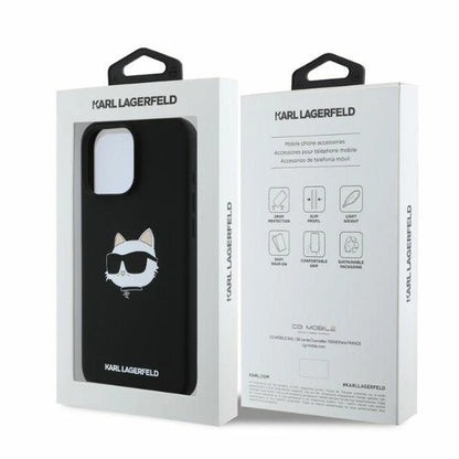 Etui Karl Lagerfeld Silicone Choupette Head Print MagSafe na iPhone 16 Pro Max - czarne_4
