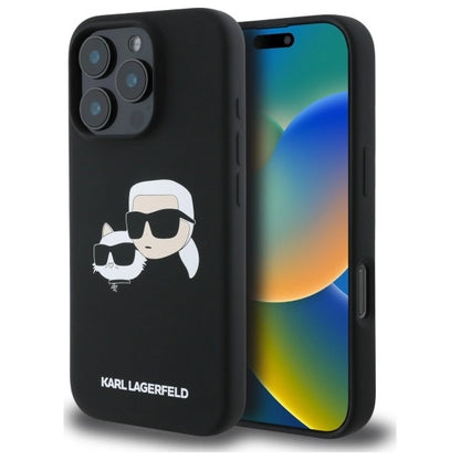 Karl Lagerfeld Silicone Case Heads Print MagSafe for iPhone 16 Pro Max - Black_0