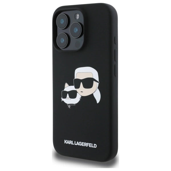 Karl Lagerfeld Silicone Case Heads Print MagSafe for iPhone 16 Pro Max - Black_1