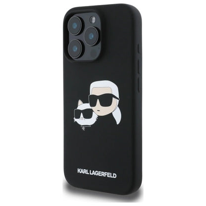 Karl Lagerfeld Silicone Case Heads Print MagSafe for iPhone 16 Pro Max - Black_1
