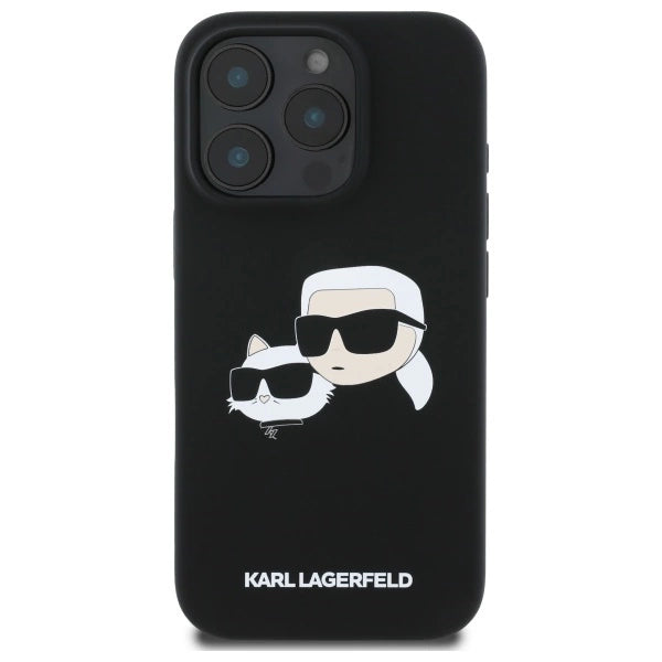 Karl Lagerfeld Silicone Case Heads Print MagSafe for iPhone 16 Pro Max - Black_2
