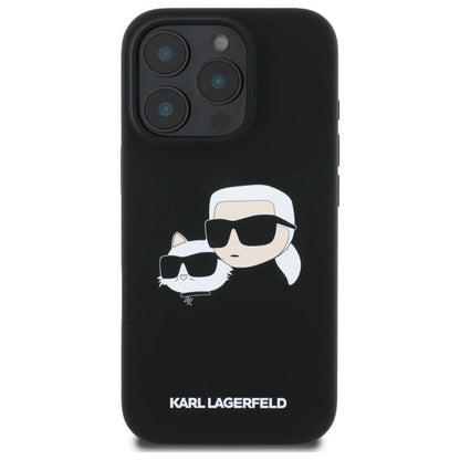 Karl Lagerfeld Silicone Case Heads Print MagSafe for iPhone 16 Pro Max - Black_2