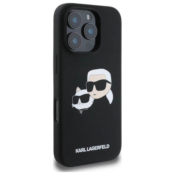 Karl Lagerfeld Silicone Case Heads Print MagSafe for iPhone 16 Pro Max - Black_3