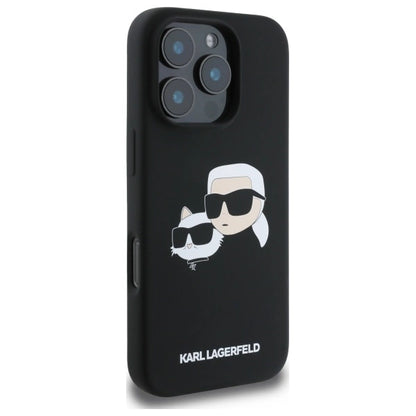 Karl Lagerfeld Silicone Case Heads Print MagSafe for iPhone 16 Pro Max - Black_3
