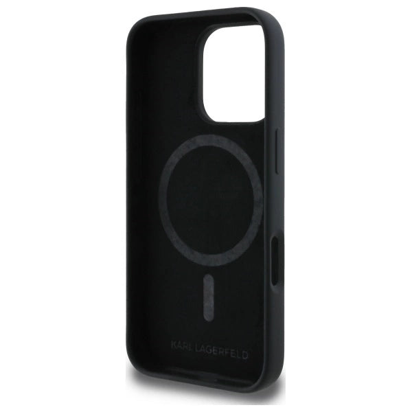 Karl Lagerfeld Silicone Case Heads Print MagSafe for iPhone 16 Pro Max - Black_6
