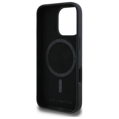 Karl Lagerfeld Silicone Case Heads Print MagSafe for iPhone 16 Pro Max - Black_6