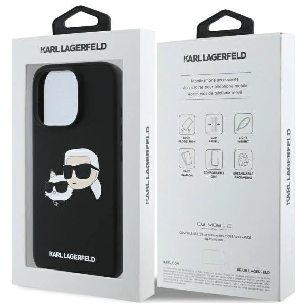 Karl Lagerfeld Silicone Case Heads Print MagSafe for iPhone 16 Pro Max - Black_7