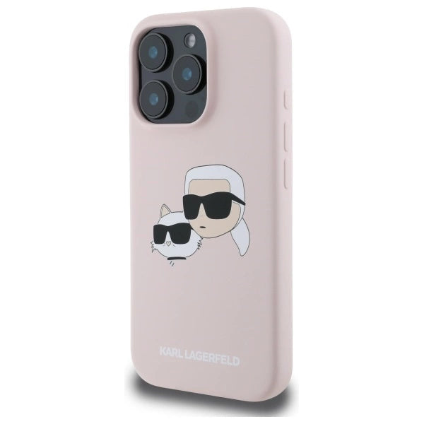 Karl Lagerfeld Silicone Case Heads Print MagSafe for iPhone 16 Pro Max - Pink_1