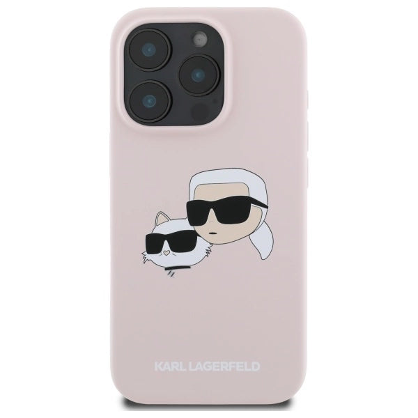 Karl Lagerfeld Silicone Case Heads Print MagSafe for iPhone 16 Pro Max - Pink_2