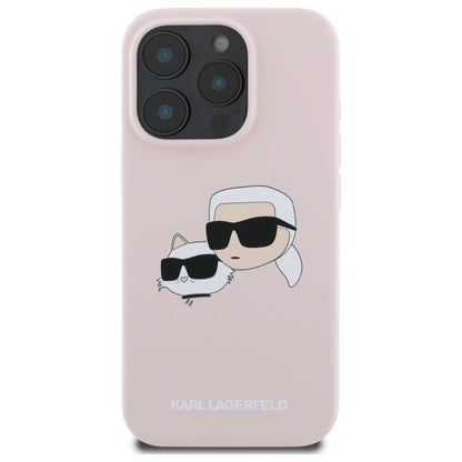 Karl Lagerfeld Silicone Case Heads Print MagSafe for iPhone 16 Pro Max - Pink_2