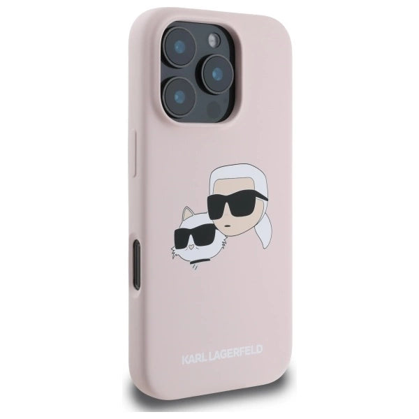 Karl Lagerfeld Silicone Case Heads Print MagSafe for iPhone 16 Pro Max - Pink_3