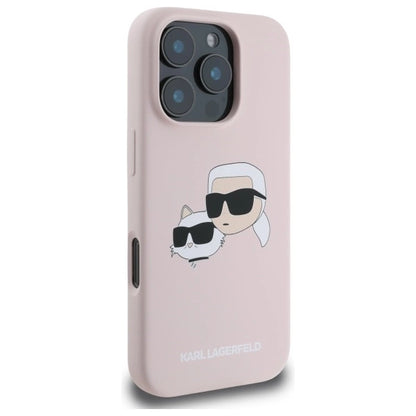 Karl Lagerfeld Silicone Case Heads Print MagSafe for iPhone 16 Pro Max - Pink_3