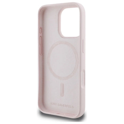 Karl Lagerfeld Silicone Case Heads Print MagSafe for iPhone 16 Pro Max - Pink_6