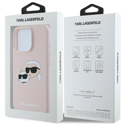 Karl Lagerfeld Silicone Case Heads Print MagSafe for iPhone 16 Pro Max - Pink_7