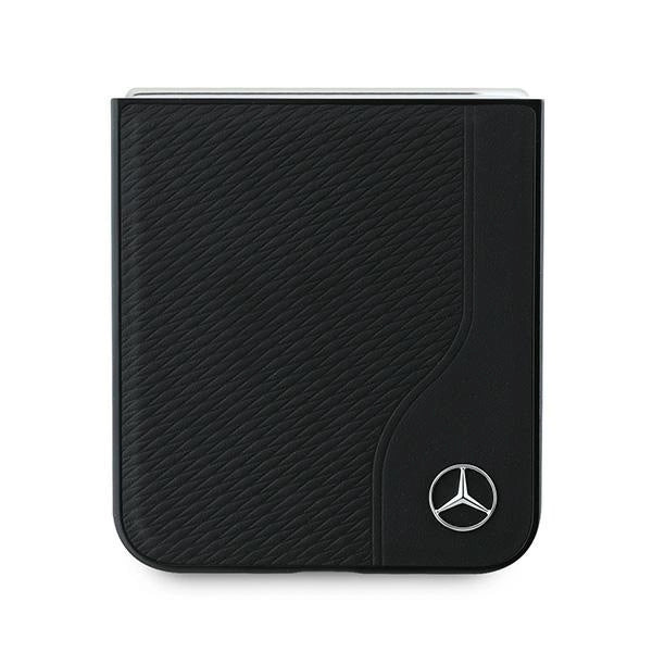 Mercedes Leather Wood Imitation MagSafe Case for Samsung Galaxy Z Flip 6 - Black_4