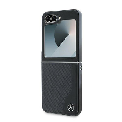 Mercedes Leather Wood Imitation MagSafe Case for Samsung Galaxy Z Flip 6 - Black_5