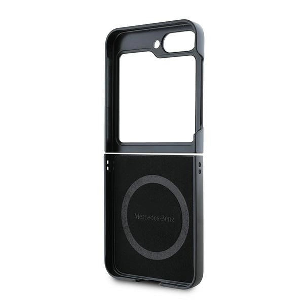 Mercedes Leather Wood Imitation MagSafe Case for Samsung Galaxy Z Flip 6 - Black_6