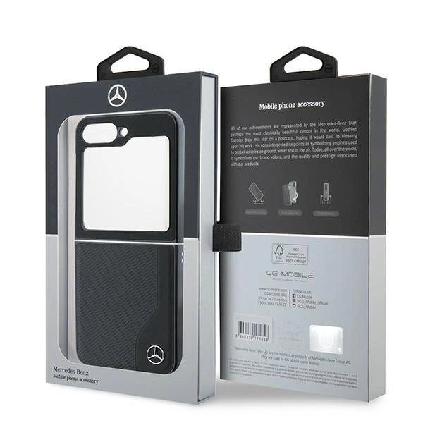 Mercedes Leather Wood Imitation MagSafe Case for Samsung Galaxy Z Flip 6 - Black_7