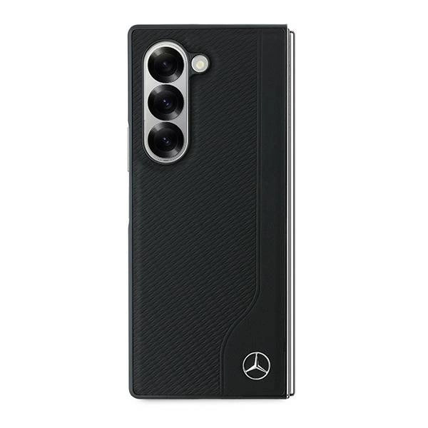 Mercedes Leather Wood Imitation MagSafe Case for Samsung Galaxy Z Fold 6 - Black_1