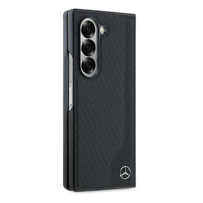 Mercedes Leather Wood Imitation MagSafe Case for Samsung Galaxy Z Fold 6 - Black_4