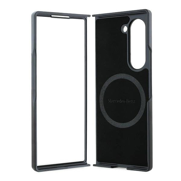 Mercedes Leather Wood Imitation MagSafe Case for Samsung Galaxy Z Fold 6 - Black_5