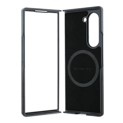 Mercedes Leather Wood Imitation MagSafe Case for Samsung Galaxy Z Fold 6 - Black_5