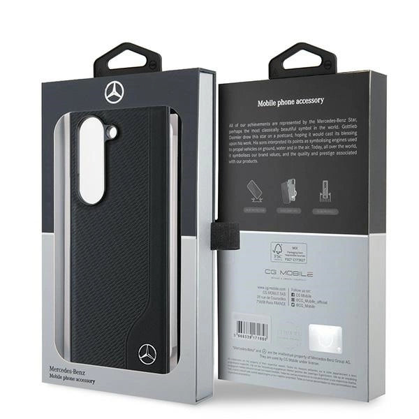Mercedes Leather Wood Imitation MagSafe Case for Samsung Galaxy Z Fold 6 - Black_6