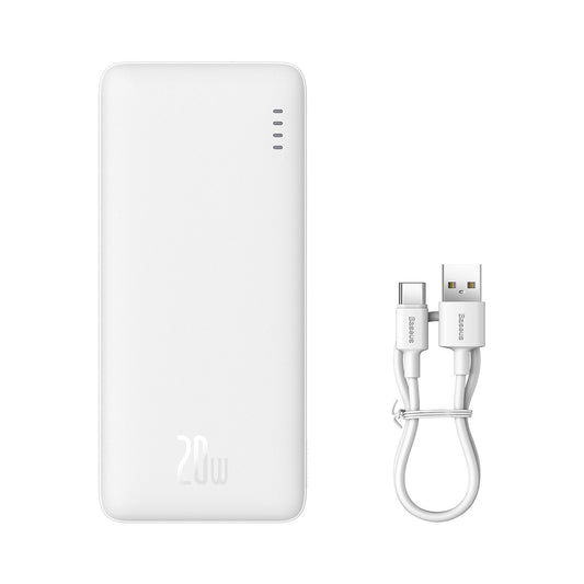 Baseus Airpow 20W 10000mAh Power Bank with Baseus Simple Series USB-A - USB-C 30 cm Cable - White_0