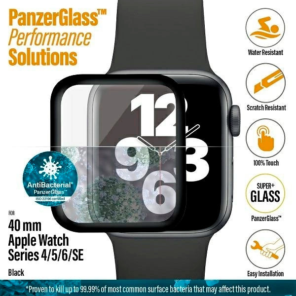 PanzerGlass Curved Antibacterial Tempered Glass for Apple Watch 4/5/6/SE - 40mm - Black_2