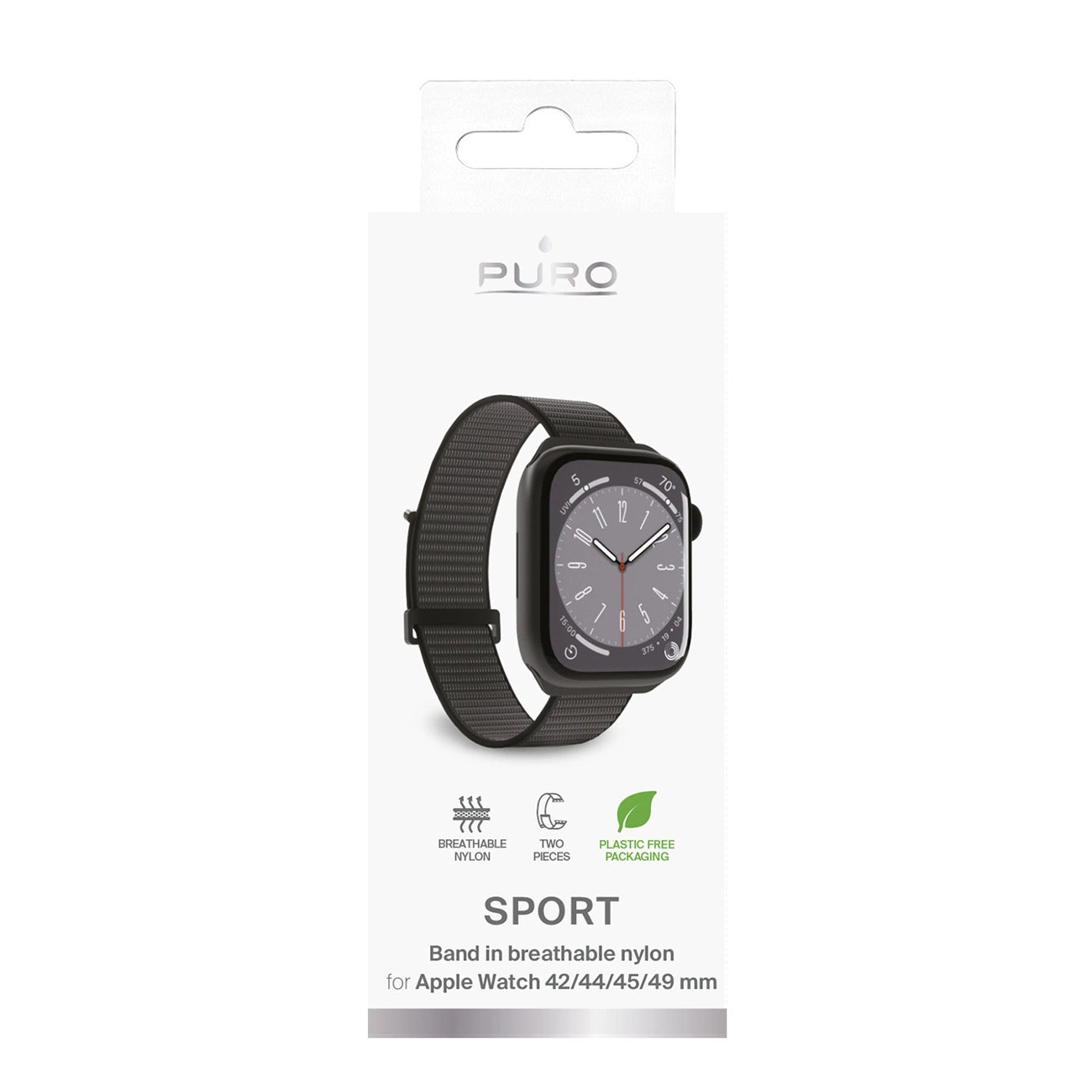 Puro Sport Nylon Strap for Apple Watch 42 / 44 / 45 / 49 mm - Black_1