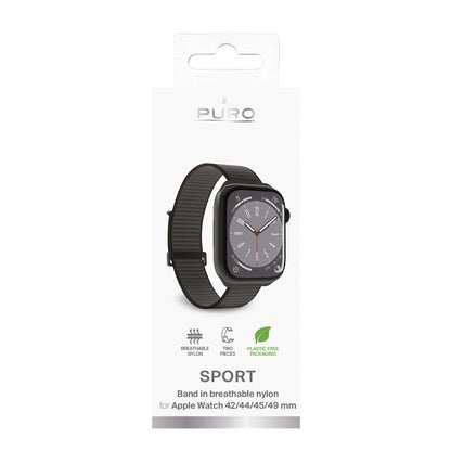Puro Sport Nylon Strap for Apple Watch 42 / 44 / 45 / 49 mm - Black_1