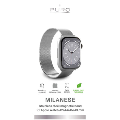Puro Milanese Stainless Steel Strap for Apple Watch 42 / 44 / 45 / 49 mm - Silver_1