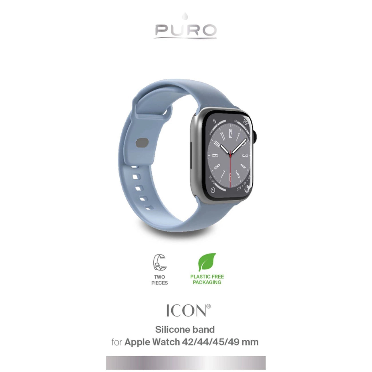 Puro Icon Silicone Strap for Apple Watch 42 / 44 / 45 / 49 mm - Light Blue (2 pcs.)_1