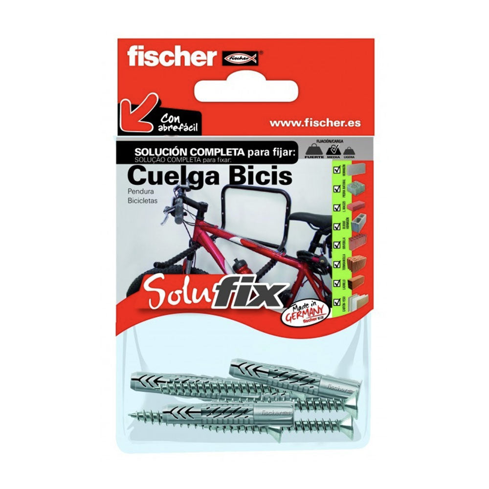 Kit fixaÃ§Ã£o pendura fÃ¡cil bicicletas 518779 solufix fischer_0
