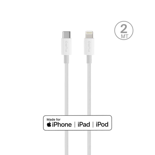 Puro Plain Cable for Apple with MFI USB-C - Lightning 2.0 2.4A 2m - White_0
